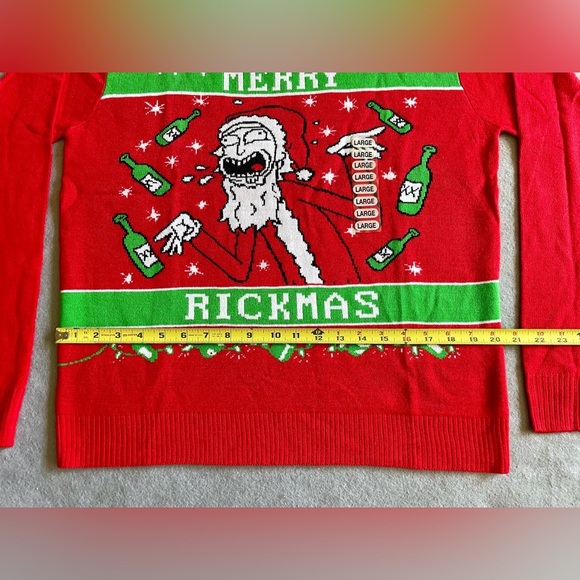 New Rick & Morty Merry Rickmas Men’s Christmas Sweater Red Size Large - Picture 2 of 5